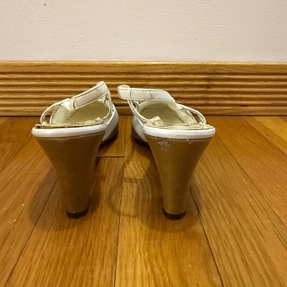 DELMAN CAPTOE TWO TONED SPECTATOR SLINGBACK PUMP 6.5 AA NARROW-WHITE/TAUPE VTG - Picture 5 of 13